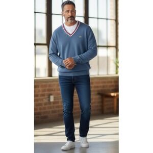 Lacoste Men's Vintage Izod V-neck  Sweater XL, Blue, Grandpa, Preppy, Academia